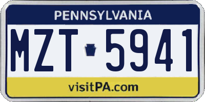PA license plate MZT5941
