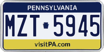 PA license plate MZT5945