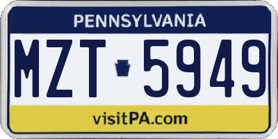 PA license plate MZT5949