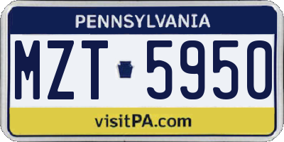 PA license plate MZT5950