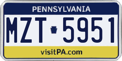 PA license plate MZT5951