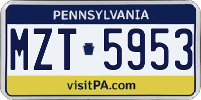 PA license plate MZT5953