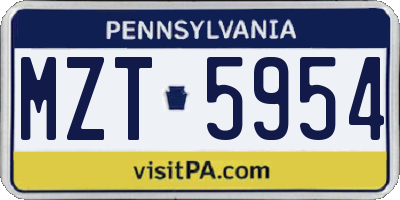 PA license plate MZT5954
