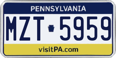 PA license plate MZT5959