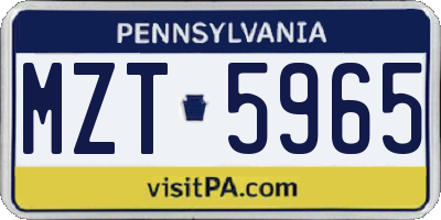 PA license plate MZT5965