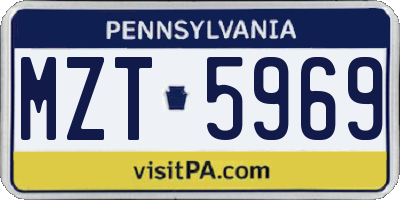PA license plate MZT5969