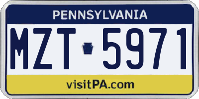 PA license plate MZT5971