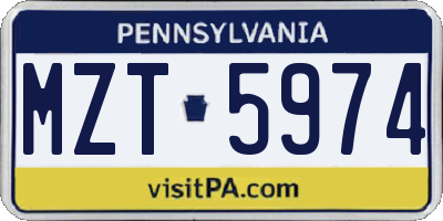 PA license plate MZT5974
