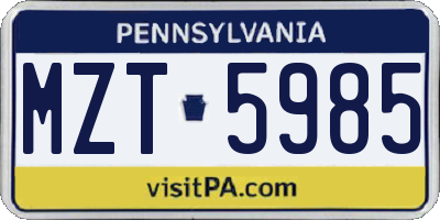 PA license plate MZT5985