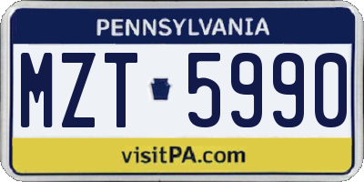 PA license plate MZT5990