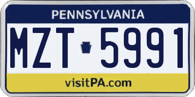 PA license plate MZT5991