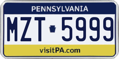 PA license plate MZT5999