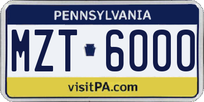 PA license plate MZT6000