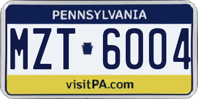 PA license plate MZT6004