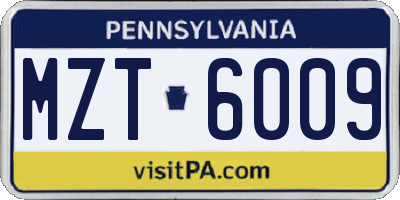 PA license plate MZT6009