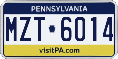 PA license plate MZT6014