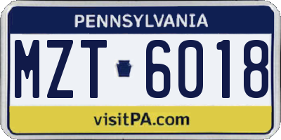 PA license plate MZT6018