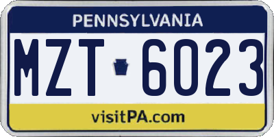 PA license plate MZT6023