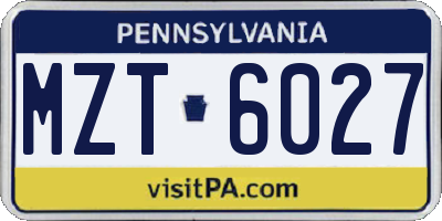 PA license plate MZT6027