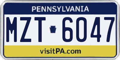 PA license plate MZT6047