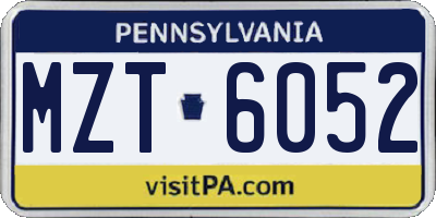 PA license plate MZT6052