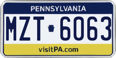 PA license plate MZT6063