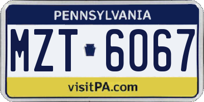 PA license plate MZT6067