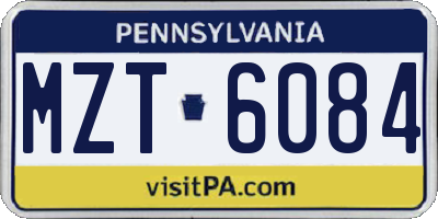 PA license plate MZT6084