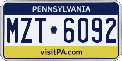 PA license plate MZT6092