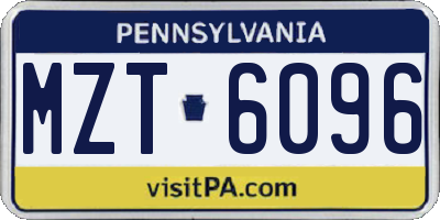 PA license plate MZT6096