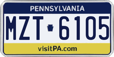 PA license plate MZT6105
