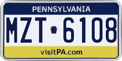 PA license plate MZT6108