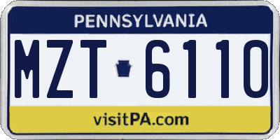 PA license plate MZT6110