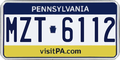 PA license plate MZT6112