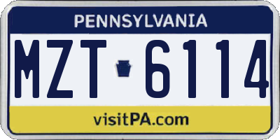 PA license plate MZT6114