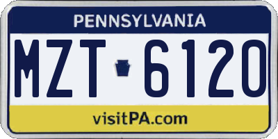 PA license plate MZT6120