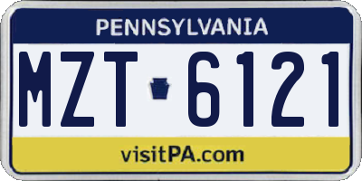 PA license plate MZT6121