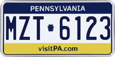 PA license plate MZT6123