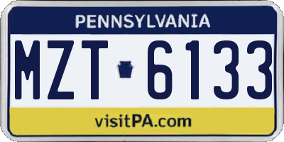PA license plate MZT6133