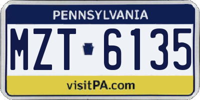 PA license plate MZT6135