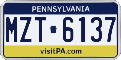 PA license plate MZT6137