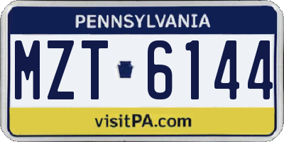 PA license plate MZT6144
