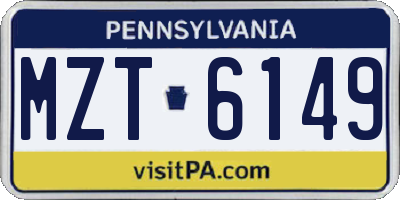 PA license plate MZT6149