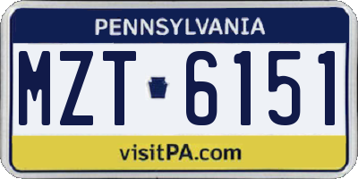 PA license plate MZT6151