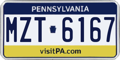 PA license plate MZT6167