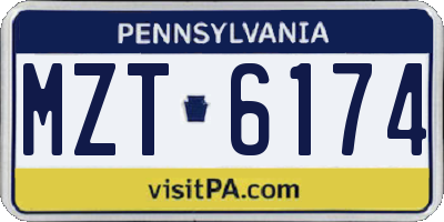 PA license plate MZT6174