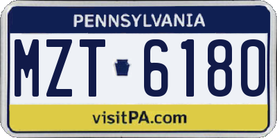 PA license plate MZT6180