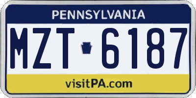 PA license plate MZT6187