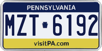 PA license plate MZT6192
