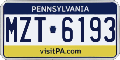 PA license plate MZT6193